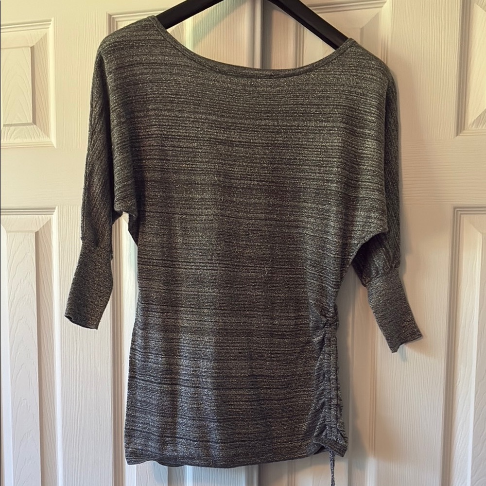 Gray Knit Top with Side Tie XS